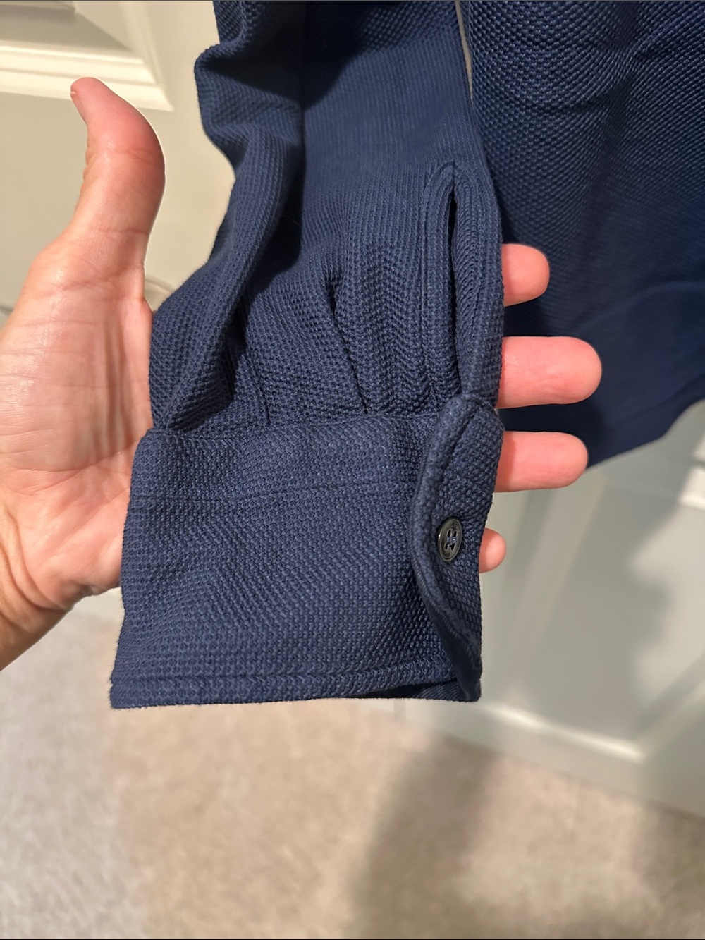 Loro Piana Dark Navy Long-Sleeve Polo Shirt - Picture 12 of 14